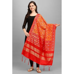 Mayawye Women's Silk Pure weaving Work Duppatta (Orange, Length: 2-2.3 Mtrs)