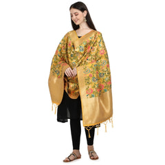 Mayawye Women's Silk Pure Zari weaving Duppatta (Yellow, Length: 2-2.3 Mtrs)