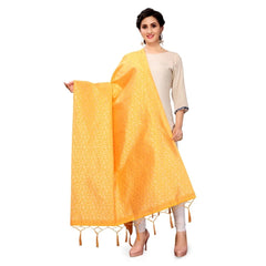 Mayawye Women's Silk Pure weaving Work Duppatta (Honey, Length: 2-2.3 Mtrs)