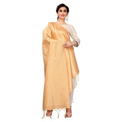 Mayawye Women's Silk Pure weaving Work Duppatta (Beige, Length: 2-2.3 Mtrs)