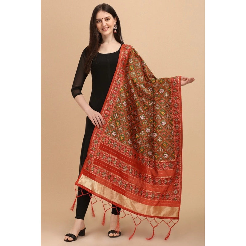 Mayawye Women's Silk Pure Zari weaving Duppatta (Brown, Length: 2-2.3 Mtrs)
