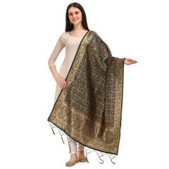 Mayawye Women's Silk Pure weaving Work Duppatta (Green, Length: 2-2.3 Mtrs)