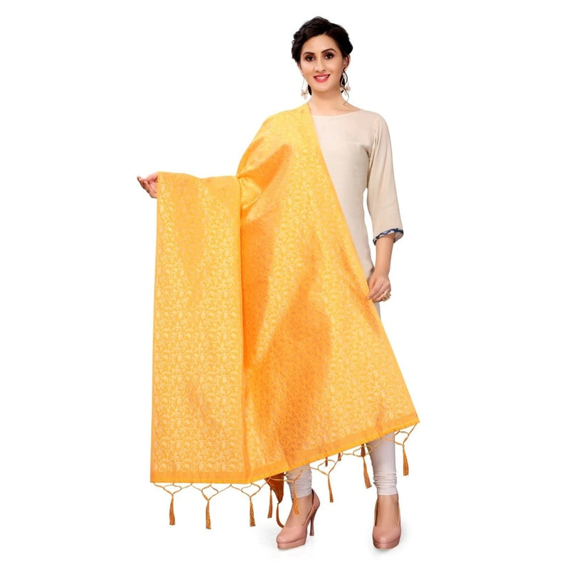 Mayawye Women's Silk Pure weaving Work Duppatta (Honey, Length: 2-2.3 Mtrs)