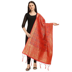Mayawye Women's Silk Pure weaving Work Duppatta (Red, Length: 2-2.3 Mtrs)