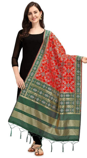 Mayawye Women's Silk Pure weaving Work Duppatta (Red, Length: 2-2.3 Mtrs)