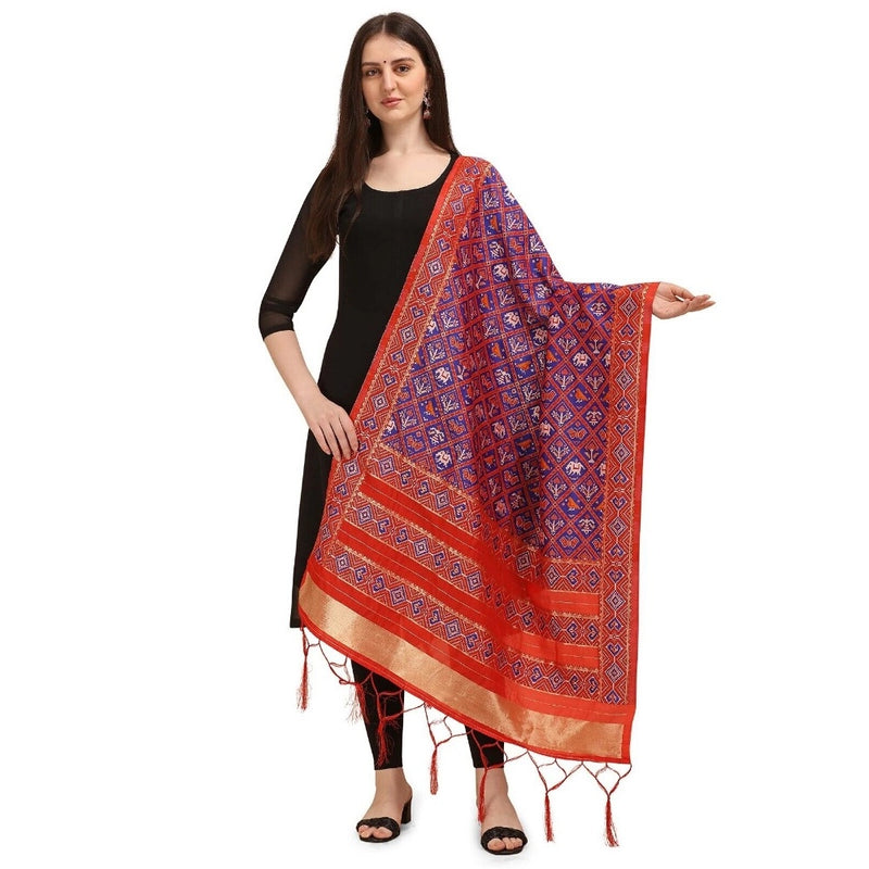 Mayawye Women's Silk Pure Zari weaving Duppatta (Purple, Length: 2-2.3 Mtrs)