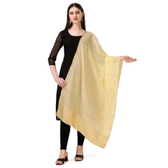 Mayawye Women's Silk Pure Zari weaving Duppatta (Beige, Length: 2-2.3 Mtrs)