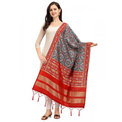 Mayawye Women's Silk Pure weaving Work Duppatta (Grey, Length: 2-2.3 Mtrs)