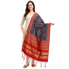 Mayawye Women's Silk Pure weaving Work Duppatta (Navy Blue, Length: 2-2.3 Mtrs)