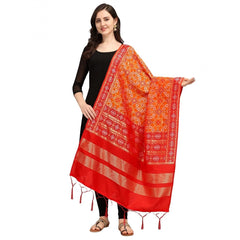 Mayawye Women's Silk Pure weaving Work Duppatta (Orange, Length: 2-2.3 Mtrs)