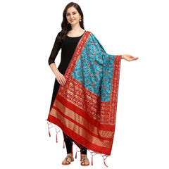 Mayawye Women's Silk Pure weaving Work Duppatta (Blue, Length: 2-2.3 Mtrs)