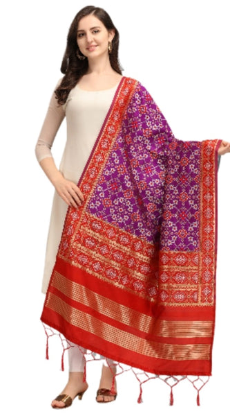 Mayawye Women's Silk Pure weaving Work Duppatta (Purple, Length: 2-2.3 Mtrs)