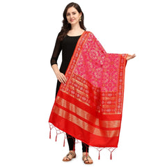 Mayawye Women's Silk Pure weaving Work Duppatta (Pink, Length: 2-2.3 Mtrs)