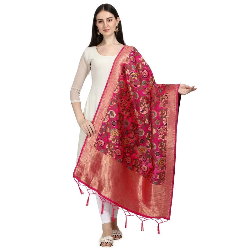 Mayawye Women's Silk Pure Zari weaving Duppatta (red, Length: 2-2.3 Mtrs)
