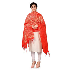 Mayawye Women's Silk Pure weaving Work Duppatta (Red, Length: 2-2.3 Mtrs)