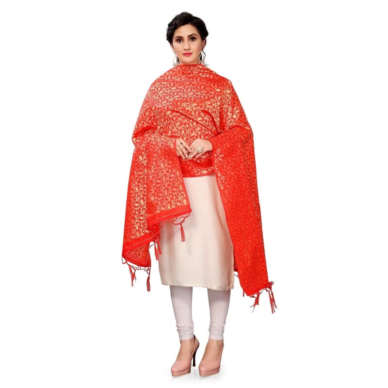 Mayawye Women's Silk Pure weaving Work Duppatta (Red, Length: 2-2.3 Mtrs)