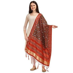 Mayawye Women's Silk Pure Zari weaving Duppatta (Brown, Length: 2-2.3 Mtrs)