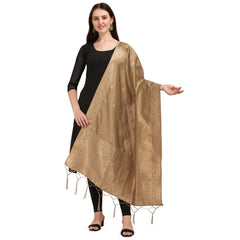 Mayawye Women's Silk Pure Zari weaving Duppatta (Beige, Length: 2-2.3 Mtrs)