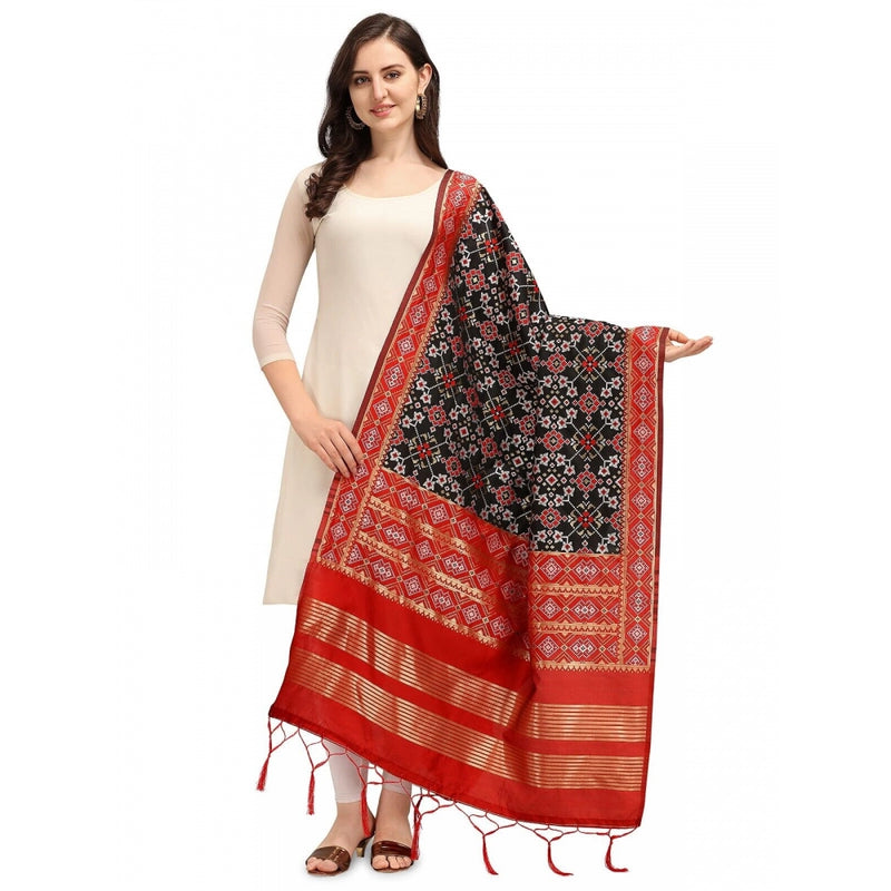 Mayawye Women's Silk Pure weaving Work Duppatta (Black, Length: 2-2.3 Mtrs)