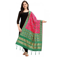 Mayawye Women's Silk Pure weaving Work Duppatta (Pink, Length: 2-2.3 Mtrs)