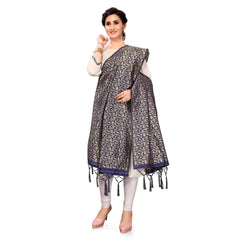 Mayawye Women's Silk Pure weaving Work Duppatta (Navy Blue, Length: 2-2.3 Mtrs)