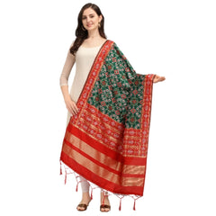 Mayawye Women's Silk Pure weaving Work Duppatta (Green, Length: 2-2.3 Mtrs)