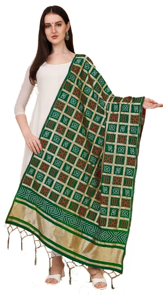 Mayawye Women's Silk Pure weaving Work Duppatta (Green, Length: 2-2.3 Mtrs)