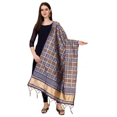Mayawye Women's Silk Pure weaving Work Duppatta (Grey, Length: 2-2.3 Mtrs)