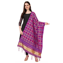 Mayawye Women's Silk Pure weaving Work Duppatta (Purple, Length: 2-2.3 Mtrs)