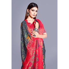 Mayawye Women's Viscose Rayon Printed Saree With Unstitched Blouse (Grey)