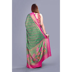 Mayawye Women's Viscose Rayon Printed Saree With Unstitched Blouse (Rama)