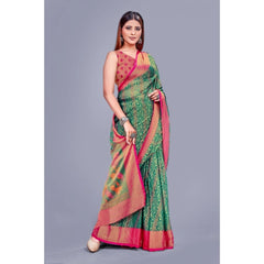 Mayawye Women's Viscose Rayon Printed Saree With Unstitched Blouse (Rama)