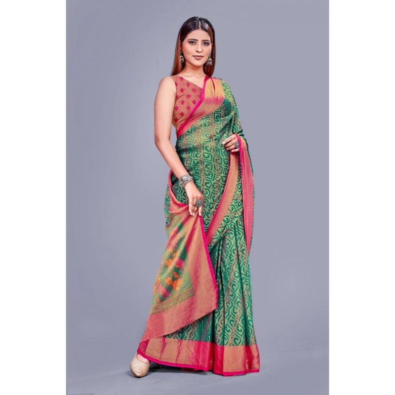 Mayawye Women's Viscose Rayon Printed Saree With Unstitched Blouse (Rama)