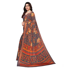 Mayawye Women's Viscose Rayon Printed Saree With Unstitched Blouse (Grey)