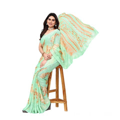 Mayawye Women's Viscose Rayon Printed Saree With Unstitched Blouse (Pista)