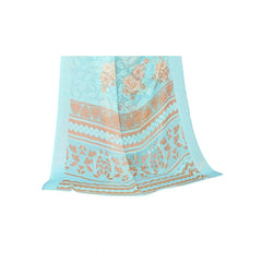 Mayawye Women's Viscose Rayon Printed Saree With Unstitched Blouse (Sky Blue)