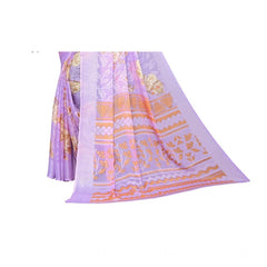 Mayawye Women's Viscose Rayon Printed Saree With Unstitched Blouse (Purple)
