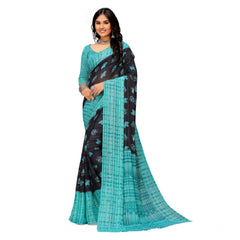 Mayawye Women's Georgette Printed Saree With Unstitched Blouse (Skyblue)