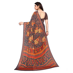 Mayawye Women's Viscose Rayon Printed Saree With Unstitched Blouse (Grey)