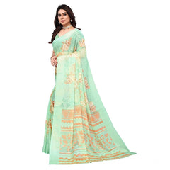 Mayawye Women's Viscose Rayon Printed Saree With Unstitched Blouse (Pista)
