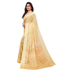 Mayawye Women's Viscose Rayon Printed Saree With Unstitched Blouse (Yellow)