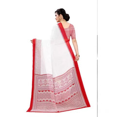 Mayawye Women's Georgette Printed Saree With Unstitched Blouse (Red)