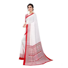 Mayawye Women's Georgette Printed Saree With Unstitched Blouse (Red)