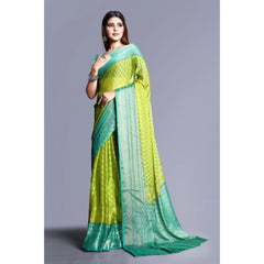 Mayawye Women's Viscose Rayon Printed Saree With Unstitched Blouse (Green)