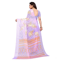 Mayawye Women's Viscose Rayon Printed Saree With Unstitched Blouse (Purple)