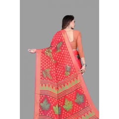 Mayawye Women's Viscose Rayon Printed Saree With Unstitched Blouse (Red)