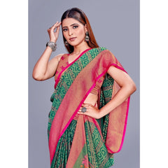Mayawye Women's Viscose Rayon Printed Saree With Unstitched Blouse (Rama)