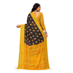 Mayawye Women's Georgette Printed Saree With Unstitched Blouse (Yellow)