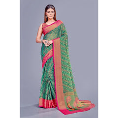 Mayawye Women's Viscose Rayon Printed Saree With Unstitched Blouse (Rama)