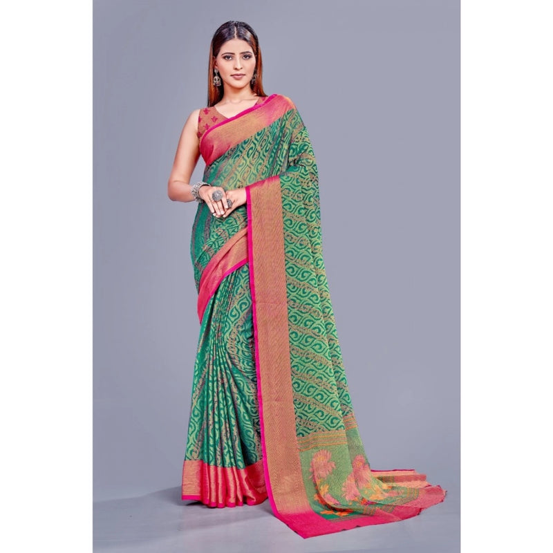 Mayawye Women's Viscose Rayon Printed Saree With Unstitched Blouse (Rama)